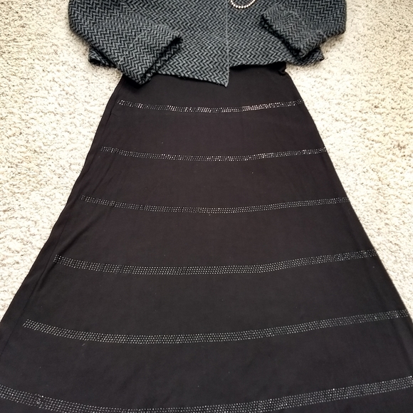 INC Black Studded Sparkle Maxi Skirt - Picture 2 of 4